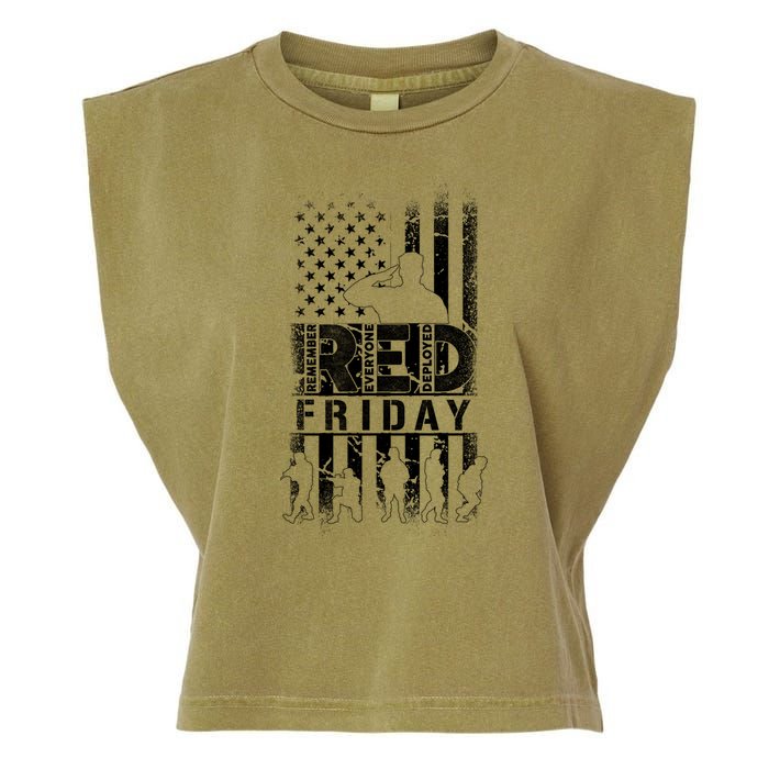 RED Friday Remember Everyone Deployed Garment-Dyed Women's Muscle Tee