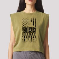 RED Friday Remember Everyone Deployed Garment-Dyed Women's Muscle Tee