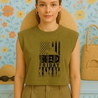 RED Friday Remember Everyone Deployed Garment-Dyed Women's Muscle Tee