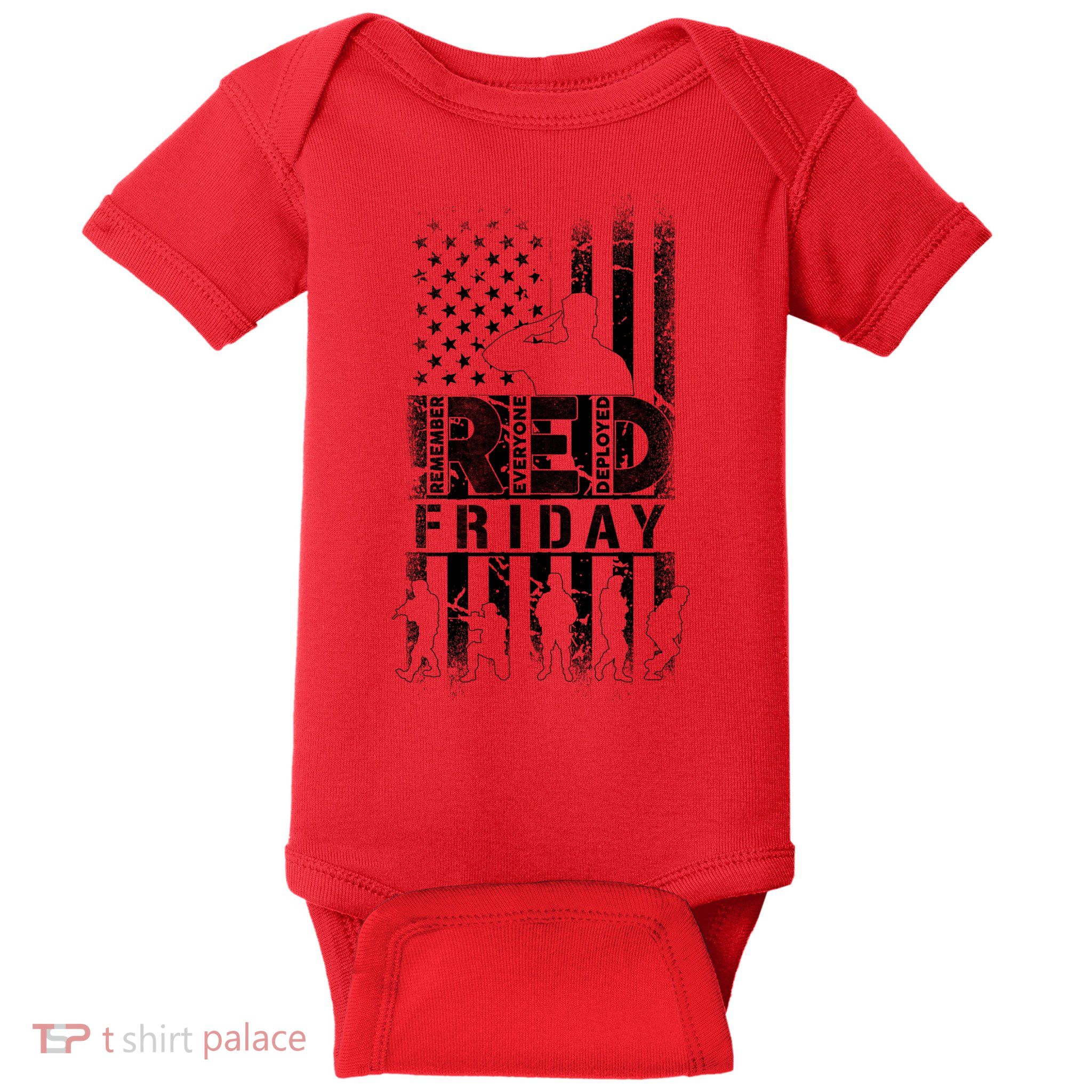 RED Friday Remember Everyone Deployed Baby Bodysuit