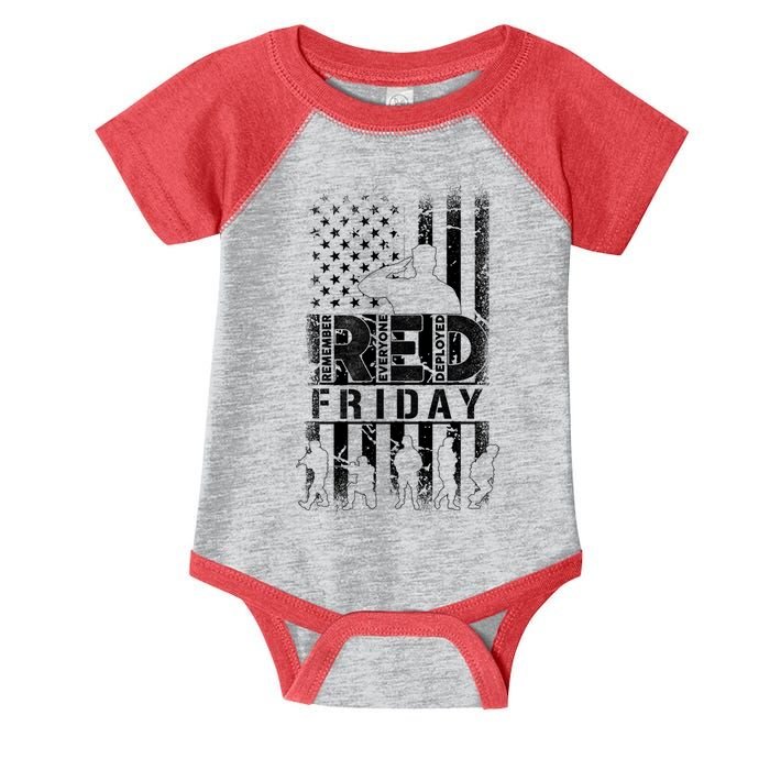 RED Friday Remember Everyone Deployed Infant Baby Jersey Bodysuit