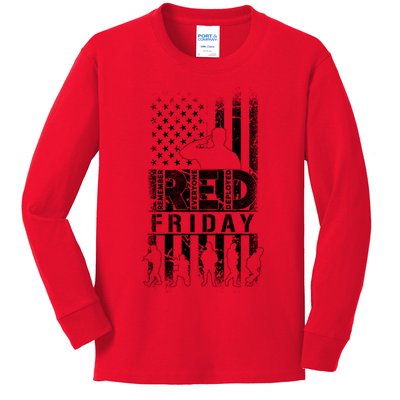 RED Friday Remember Everyone Deployed Kids Long Sleeve Shirt