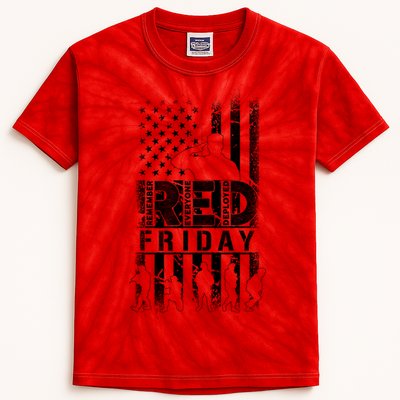 RED Friday Remember Everyone Deployed Kids Tie-Dye T-Shirt