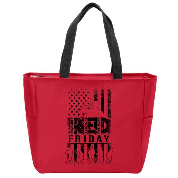 RED Friday Remember Everyone Deployed Zip Tote Bag