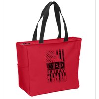 RED Friday Remember Everyone Deployed Zip Tote Bag