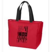 RED Friday Remember Everyone Deployed Zip Tote Bag