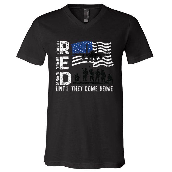 Red Friday Remember Everyone Deployed Until Come V-Neck T-Shirt