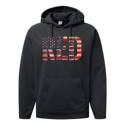 Red Fridays Remember Everyone Deployed American Flag Performance Fleece Hoodie