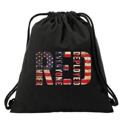 Red Fridays Remember Everyone Deployed American Flag Drawstring Bag