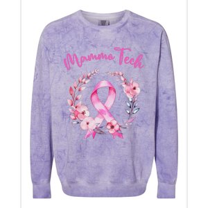 Retro Floral Ribbon Mammo Tech Mammography Technologist Colorblast Crewneck Sweatshirt