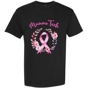 Retro Floral Ribbon Mammo Tech Mammography Technologist Garment-Dyed Heavyweight T-Shirt