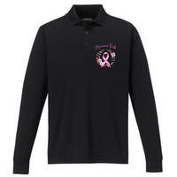 Retro Floral Ribbon Mammo Tech Mammography Technologist Performance Long Sleeve Polo