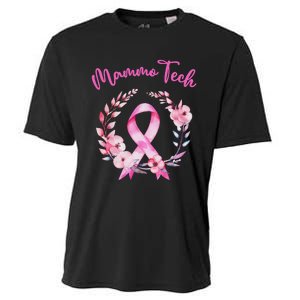 Retro Floral Ribbon Mammo Tech Mammography Technologist Cooling Performance Crew T-Shirt