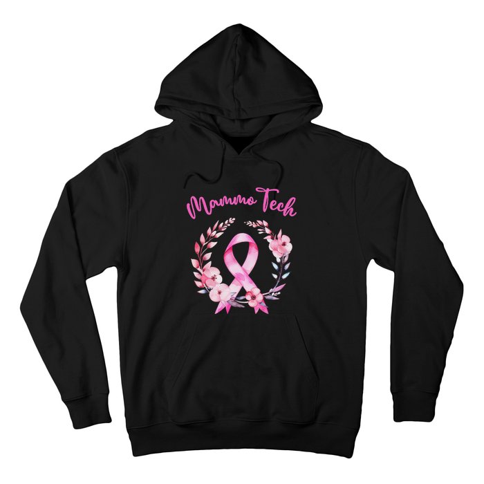 Retro Floral Ribbon Mammo Tech Mammography Technologist Hoodie