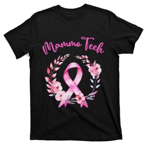 Retro Floral Ribbon Mammo Tech Mammography Technologist T-Shirt