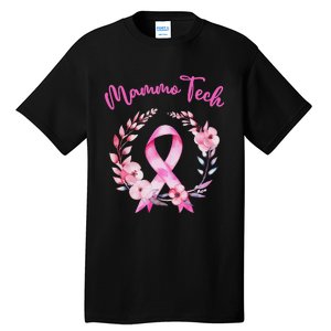 Retro Floral Ribbon Mammo Tech Mammography Technologist Tall T-Shirt