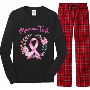 Retro Floral Ribbon Mammo Tech Mammography Technologist Long Sleeve Pajama Set