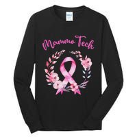 Retro Floral Ribbon Mammo Tech Mammography Technologist Tall Long Sleeve T-Shirt