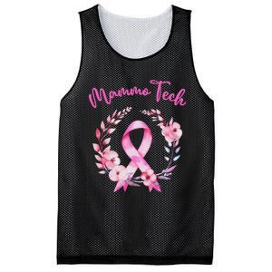 Retro Floral Ribbon Mammo Tech Mammography Technologist Mesh Reversible Basketball Jersey Tank