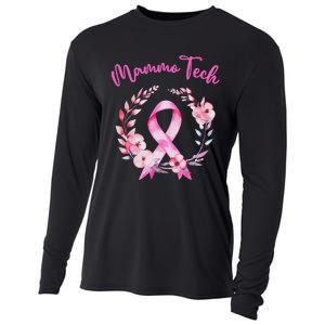 Retro Floral Ribbon Mammo Tech Mammography Technologist Cooling Performance Long Sleeve Crew