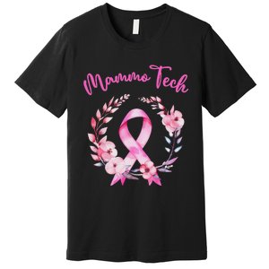 Retro Floral Ribbon Mammo Tech Mammography Technologist Premium T-Shirt