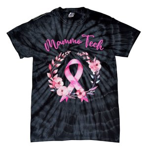 Retro Floral Ribbon Mammo Tech Mammography Technologist Tie-Dye T-Shirt