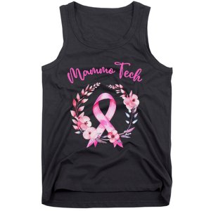 Retro Floral Ribbon Mammo Tech Mammography Technologist Tank Top