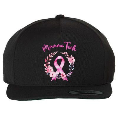 Retro Floral Ribbon Mammo Tech Mammography Technologist Wool Snapback Cap