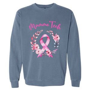 Retro Floral Ribbon Mammo Tech Mammography Technologist Garment-Dyed Sweatshirt