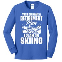 Retiree Funny Retiret Retire Pension Skiing Retired Gift Kids Long Sleeve Shirt