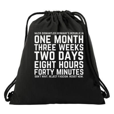 Reject Fascism Resist Now Resist Like Its 1938 Germany Drawstring Bag