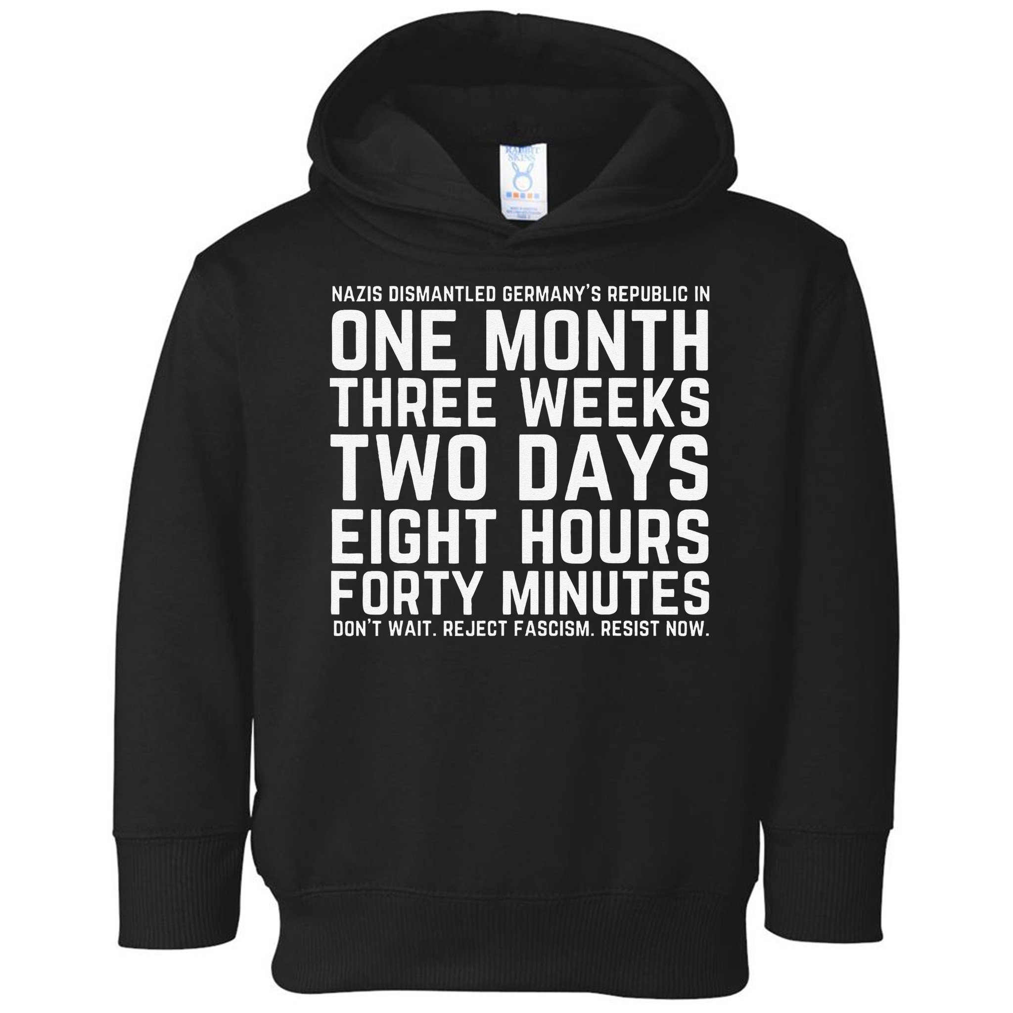 Reject Fascism Resist Now Resist Like Its 1938 Germany Toddler Hoodie