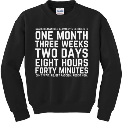 Reject Fascism Resist Now Resist Like Its 1938 Germany Kids Sweatshirt