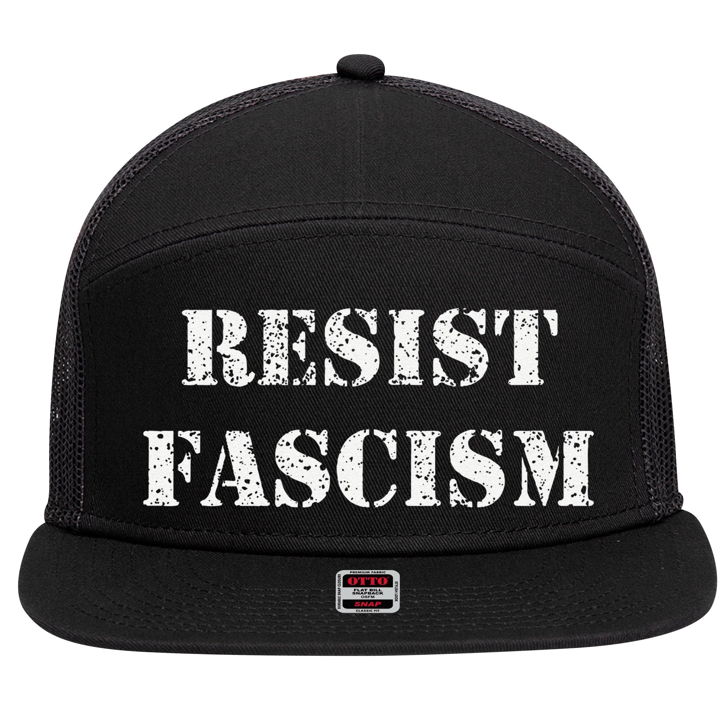 Resist Fascism 7 Panel Mesh Trucker Snapback Hat