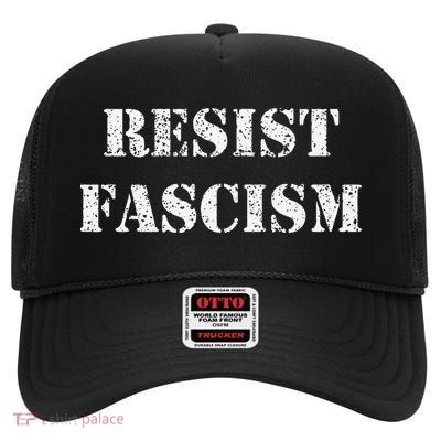 Resist Fascism High Crown Mesh Back Trucker Hat