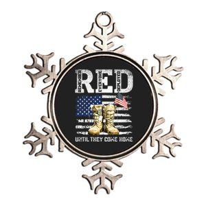 RED Friday Remember Everyone deployed every friday veterans Metallic Star Ornament