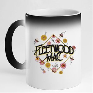 Retro Floral Rock Band 11oz Black Color Changing Mug