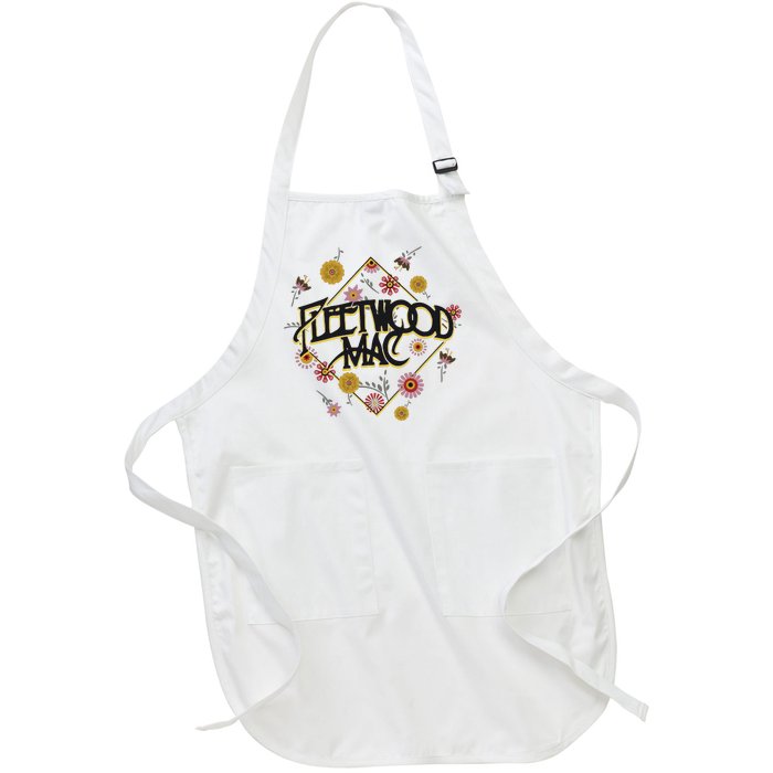 Retro Floral Rock Band Full-Length Apron With Pockets