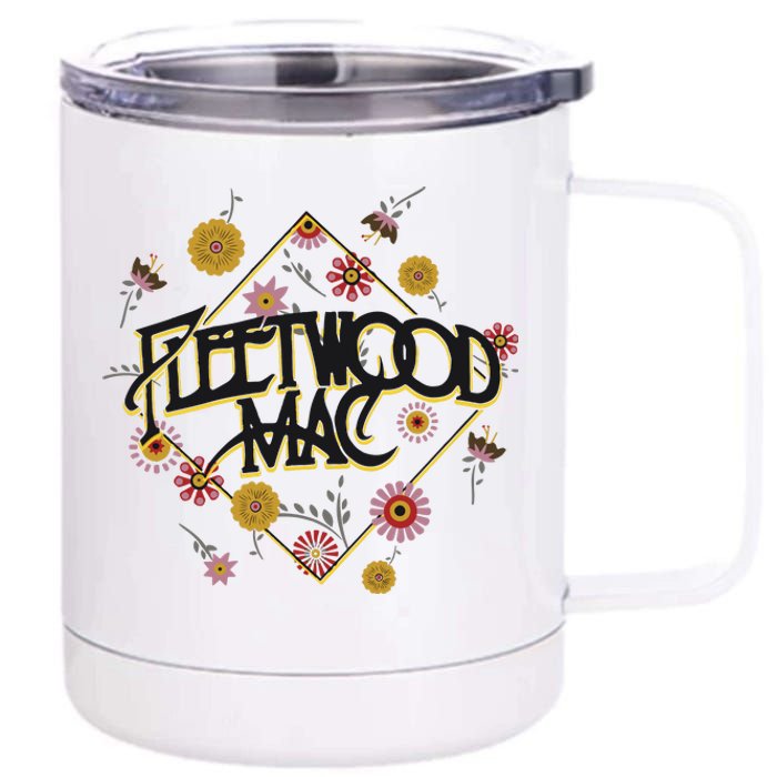 Retro Floral Rock Band 12 oz Stainless Steel Tumbler Cup