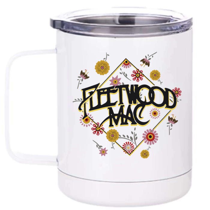 Retro Floral Rock Band 12 oz Stainless Steel Tumbler Cup