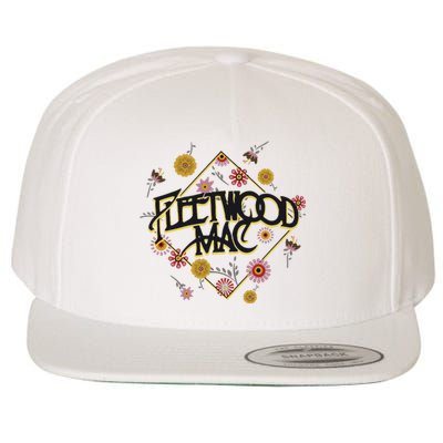 Retro Floral Rock Band Wool Snapback Cap