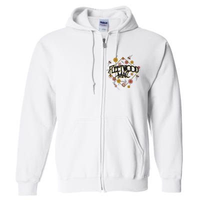 Retro Floral Rock Band Full Zip Hoodie