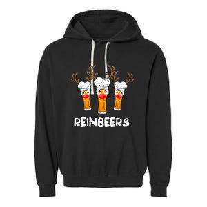 Reinbeers Funny Reindeer Beer Christmas Drinking Xmas Gift TShirt Garment-Dyed Fleece Hoodie