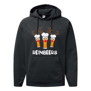 Reinbeers Funny Reindeer Beer Christmas Drinking Xmas Gift TShirt Performance Fleece Hoodie