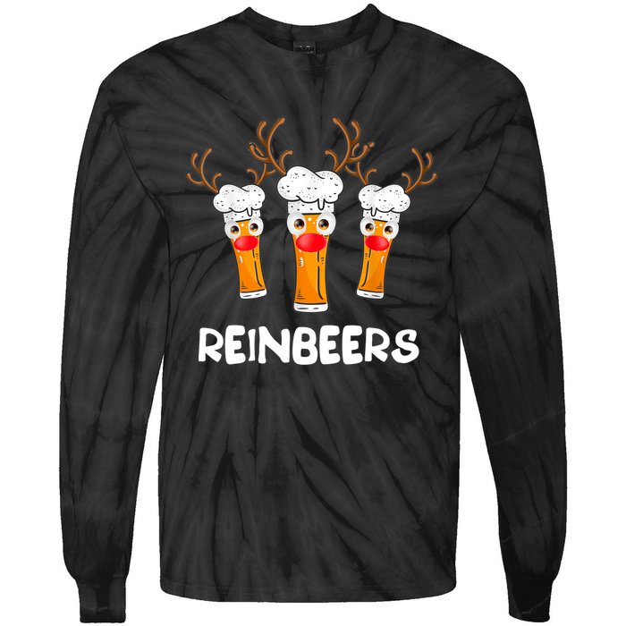 Reinbeers Funny Reindeer Beer Christmas Drinking Xmas Gift TShirt Tie-Dye Long Sleeve Shirt