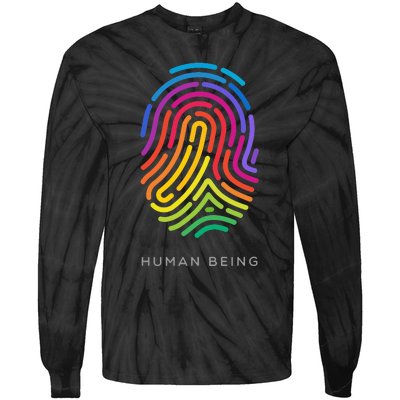 Rainbow Fingerprint Tie-Dye Long Sleeve Shirt