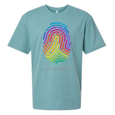 Rainbow Fingerprint Sueded Cloud Jersey T-Shirt