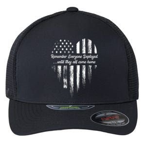 Red Friday Remember Everyone Deployed American Flag Heart Flexfit Unipanel Trucker Cap