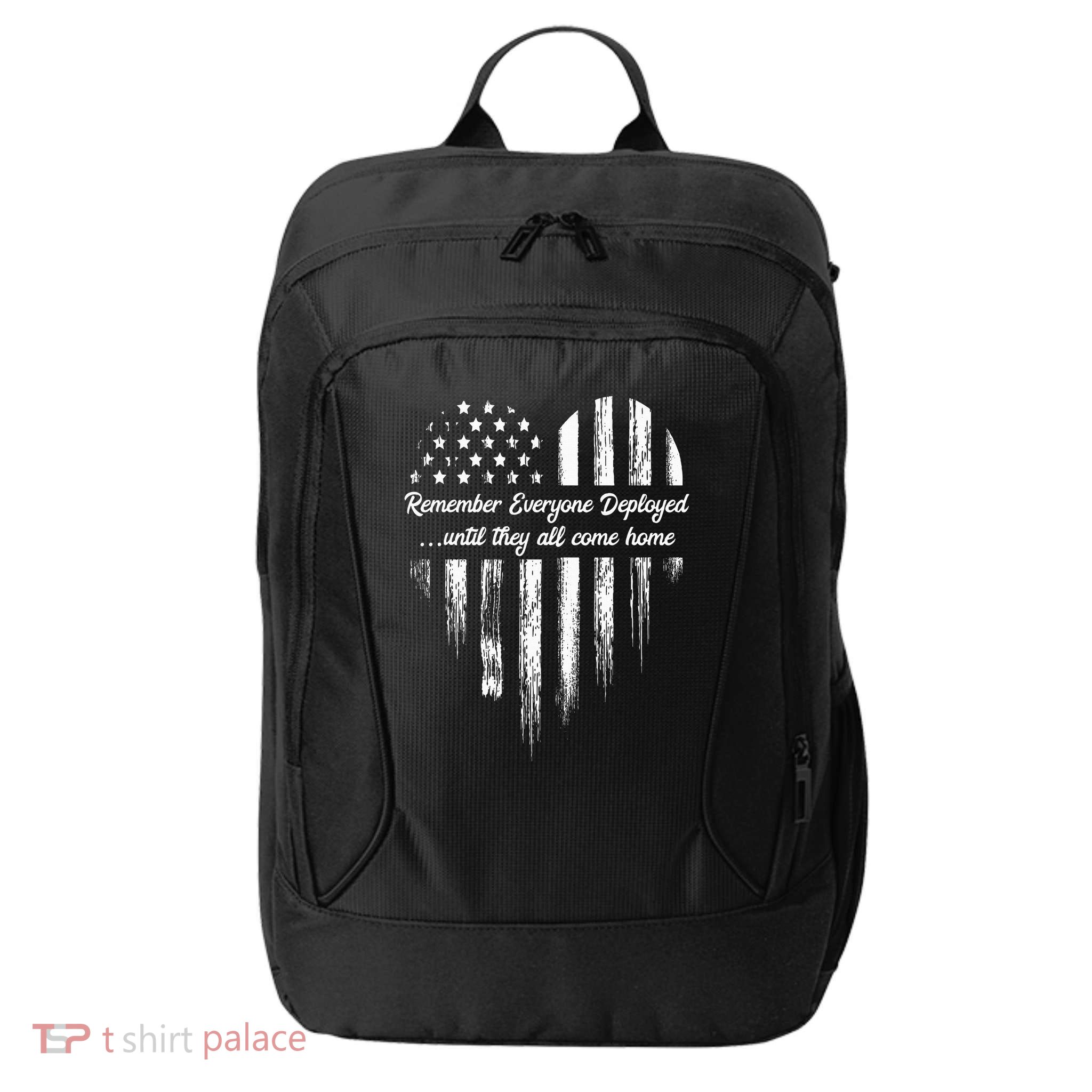Red Friday Remember Everyone Deployed American Flag Heart City Backpack