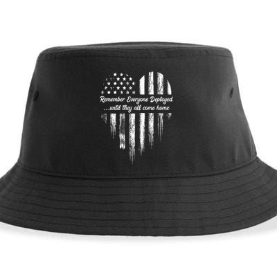 Red Friday Remember Everyone Deployed American Flag Heart Sustainable Bucket Hat
